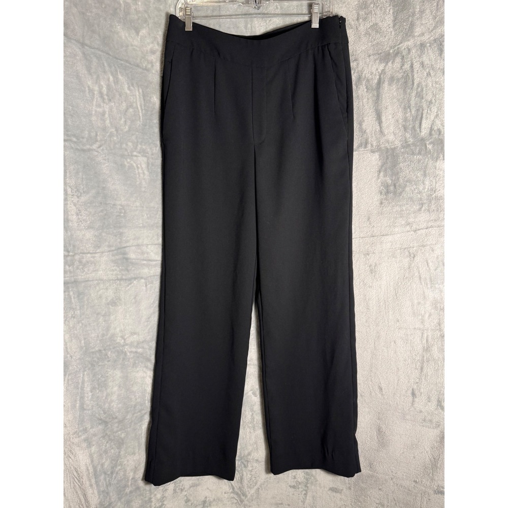 Banana Republic Black Wide Leg Side Zip Pleated Trousers Dress Pants Womens 12‎